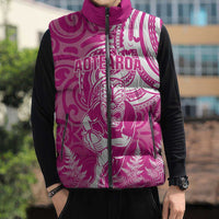 New Zealand Silver Fern Rugby All Pink Sleeveless Puffer Jacket Maori Tiki Player With Ta Moko Tribal - Wonder Print Shop