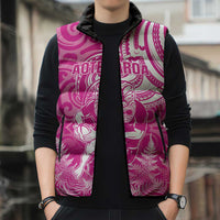 New Zealand Silver Fern Rugby All Pink Sleeveless Puffer Jacket Maori Tiki Player With Ta Moko Tribal - Wonder Print Shop