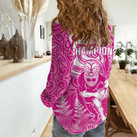 New Zealand Silver Fern Rugby All Pink Women Casual Shirt Maori Tiki Player With Ta Moko Tribal - Wonder Print Shop
