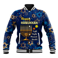 Personalised Hanukkah Festival Baseball Jacket Eight Nights Menorah Dreidel - Wonder Print Shop