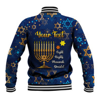 Personalised Hanukkah Festival Baseball Jacket Eight Nights Menorah Dreidel - Wonder Print Shop
