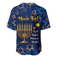 Personalised Hanukkah Festival Baseball Jersey Eight Nights Menorah Dreidel - Wonder Print Shop