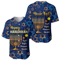 Personalised Hanukkah Festival Baseball Jersey Eight Nights Menorah Dreidel - Wonder Print Shop