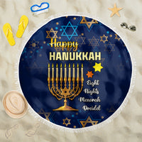 Hanukkah Festival Beach Blanket Eight Nights Menorah Dreidel - Wonder Print Shop