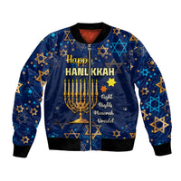 Personalised Hanukkah Festival Bomber Jacket Eight Nights Menorah Dreidel - Wonder Print Shop