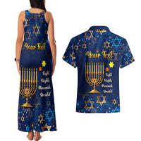 Personalised Hanukkah Festival Couples Matching Tank Maxi Dress and Hawaiian Shirt Eight Nights Menorah Dreidel - Wonder Print Shop