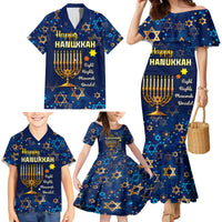 Personalised Hanukkah Festival Family Matching Mermaid Dress and Hawaiian Shirt Eight Nights Menorah Dreidel - Wonder Print Shop