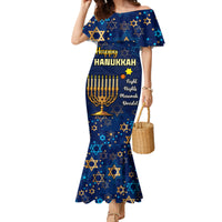 Personalised Hanukkah Festival Family Matching Mermaid Dress and Hawaiian Shirt Eight Nights Menorah Dreidel - Wonder Print Shop