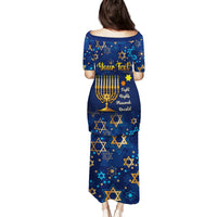 Personalised Hanukkah Festival Family Matching Puletasi Dress and Hawaiian Shirt Eight Nights Menorah Dreidel - Wonder Print Shop