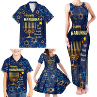 Personalised Hanukkah Festival Family Matching Tank Maxi Dress and Hawaiian Shirt Eight Nights Menorah Dreidel - Wonder Print Shop