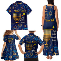 Personalised Hanukkah Festival Family Matching Tank Maxi Dress and Hawaiian Shirt Eight Nights Menorah Dreidel - Wonder Print Shop