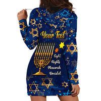 Personalised Hanukkah Festival Hoodie Dress Eight Nights Menorah Dreidel - Wonder Print Shop