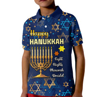 Personalised Hanukkah Festival Kid Polo Shirt Eight Nights Menorah Dreidel - Wonder Print Shop