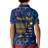 Personalised Hanukkah Festival Kid Polo Shirt Eight Nights Menorah Dreidel - Wonder Print Shop