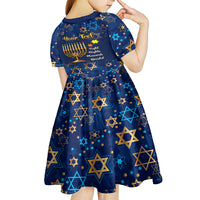Personalised Hanukkah Festival Kid Short Sleeve Dress Eight Nights Menorah Dreidel - Wonder Print Shop