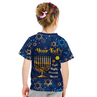 Personalised Hanukkah Festival Kid T Shirt Eight Nights Menorah Dreidel - Wonder Print Shop