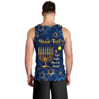 Personalised Hanukkah Festival Men Tank Top Eight Nights Menorah Dreidel - Wonder Print Shop