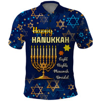 Personalised Hanukkah Festival Polo Shirt Eight Nights Menorah Dreidel - Wonder Print Shop