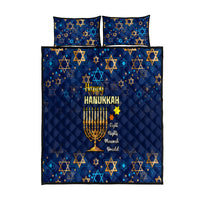 Hanukkah Festival Quilt Bed Set Eight Nights Menorah Dreidel - Wonder Print Shop
