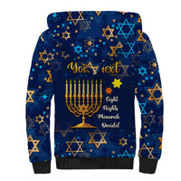 Personalised Hanukkah Festival Sherpa Hoodie Eight Nights Menorah Dreidel - Wonder Print Shop