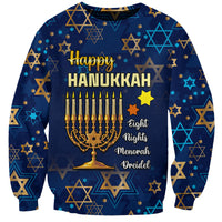Personalised Hanukkah Festival Sweatshirt Eight Nights Menorah Dreidel - Wonder Print Shop