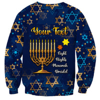 Personalised Hanukkah Festival Sweatshirt Eight Nights Menorah Dreidel - Wonder Print Shop
