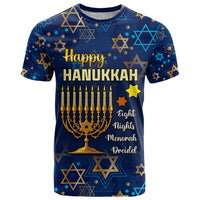 Personalised Hanukkah Festival T Shirt Eight Nights Menorah Dreidel - Wonder Print Shop