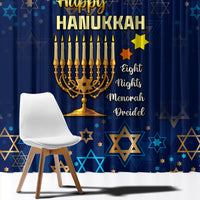 Hanukkah Festival Window Curtain Eight Nights Menorah Dreidel - Wonder Print Shop