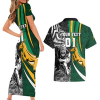 Custom New Zealand and South Africa Rugby Couples Matching Short Sleeve Bodycon Dress and Hawaiian Shirt Silver Fern Protea Pattern World Cup 2023 - Wonder Print Shop