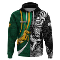 Custom New Zealand and South Africa Rugby Hoodie Silver Fern Protea Pattern World Cup 2023 - Wonder Print Shop