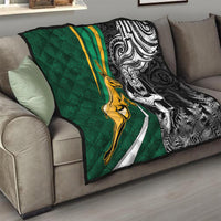 Custom New Zealand and South Africa Rugby Quilt Silver Fern Protea Pattern World Cup 2023 - Wonder Print Shop