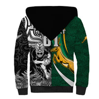 Custom New Zealand and South Africa Rugby Sherpa Hoodie Silver Fern Protea Pattern World Cup 2023 - Wonder Print Shop