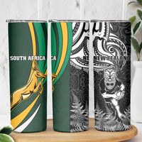 New Zealand and South Africa Rugby Skinny Tumbler Silver Fern Protea Pattern - Wonder Print Shop