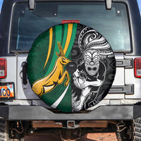 Custom New Zealand and South Africa Rugby Spare Tire Cover Silver Fern Protea Pattern World Cup 2023 - Wonder Print Shop