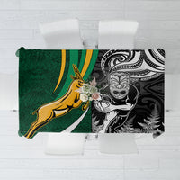 Custom New Zealand and South Africa Rugby Tablecloth Silver Fern Protea Pattern World Cup 2023 - Wonder Print Shop