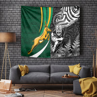 Custom New Zealand and South Africa Rugby Tapestry Silver Fern Protea Pattern World Cup 2023 - Wonder Print Shop