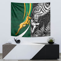 Custom New Zealand and South Africa Rugby Tapestry Silver Fern Protea Pattern World Cup 2023 - Wonder Print Shop
