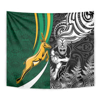 Custom New Zealand and South Africa Rugby Tapestry Silver Fern Protea Pattern World Cup 2023 - Wonder Print Shop