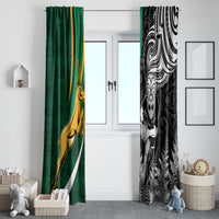 Custom New Zealand and South Africa Rugby Window Curtain Silver Fern Protea Pattern World Cup 2023 - Wonder Print Shop