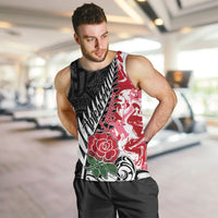 Custom New Zealand and England Rugby Men Tank Top Silver Fern With Red Rose World Cup 2023 - Wonder Print Shop