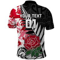Custom New Zealand and England Rugby Polo Shirt Silver Fern With Red Rose World Cup 2023 - Wonder Print Shop