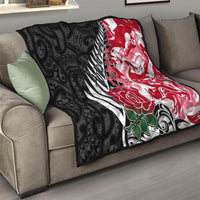 Custom New Zealand and England Rugby Quilt Silver Fern With Red Rose World Cup 2023 - Wonder Print Shop