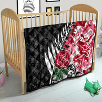 Custom New Zealand and England Rugby Quilt Silver Fern With Red Rose World Cup 2023 - Wonder Print Shop