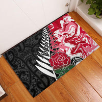 Custom New Zealand and England Rugby Rubber Doormat Silver Fern With Red Rose World Cup 2023 - Wonder Print Shop