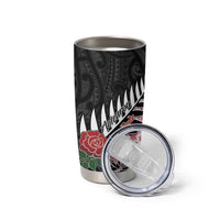 New Zealand and England Rugby Tumbler Cup Silver Fern With Red Rose - Wonder Print Shop