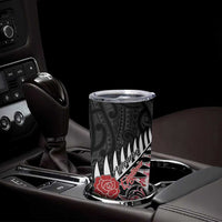 New Zealand and England Rugby Tumbler Cup Silver Fern With Red Rose - Wonder Print Shop