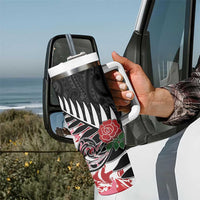New Zealand and England Rugby Tumbler With Handle Silver Fern With Red Rose - Wonder Print Shop