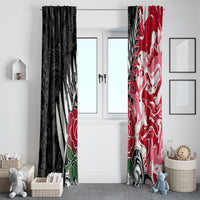 Custom New Zealand and England Rugby Window Curtain Silver Fern With Red Rose World Cup 2023 - Wonder Print Shop