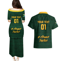 Custom South Africa Rugby Couples Matching Puletasi Dress and Hawaiian Shirt Stronger Together Stronger Forever Bokke World Cup 2023 - Wonder Print Shop