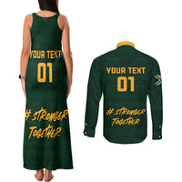 Custom South Africa Rugby Couples Matching Tank Maxi Dress and Long Sleeve Button Shirt Stronger Together Stronger Forever Bokke World Cup 2023 - Wonder Print Shop